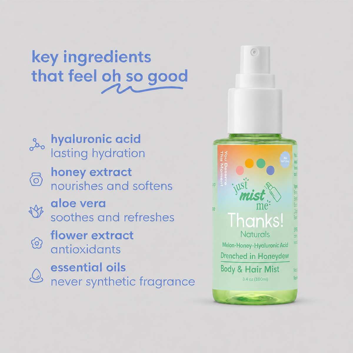 drenched in honeydew body & hair mist 3.4 oz
