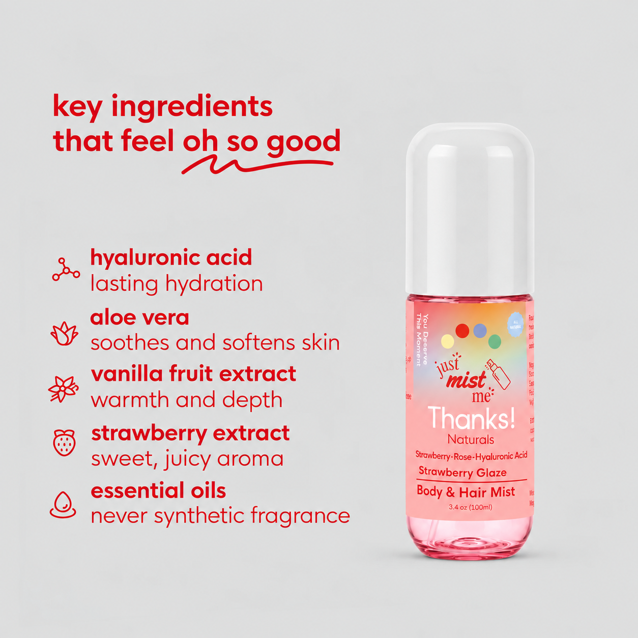 strawberry glaze body & hair mist 3.4 oz