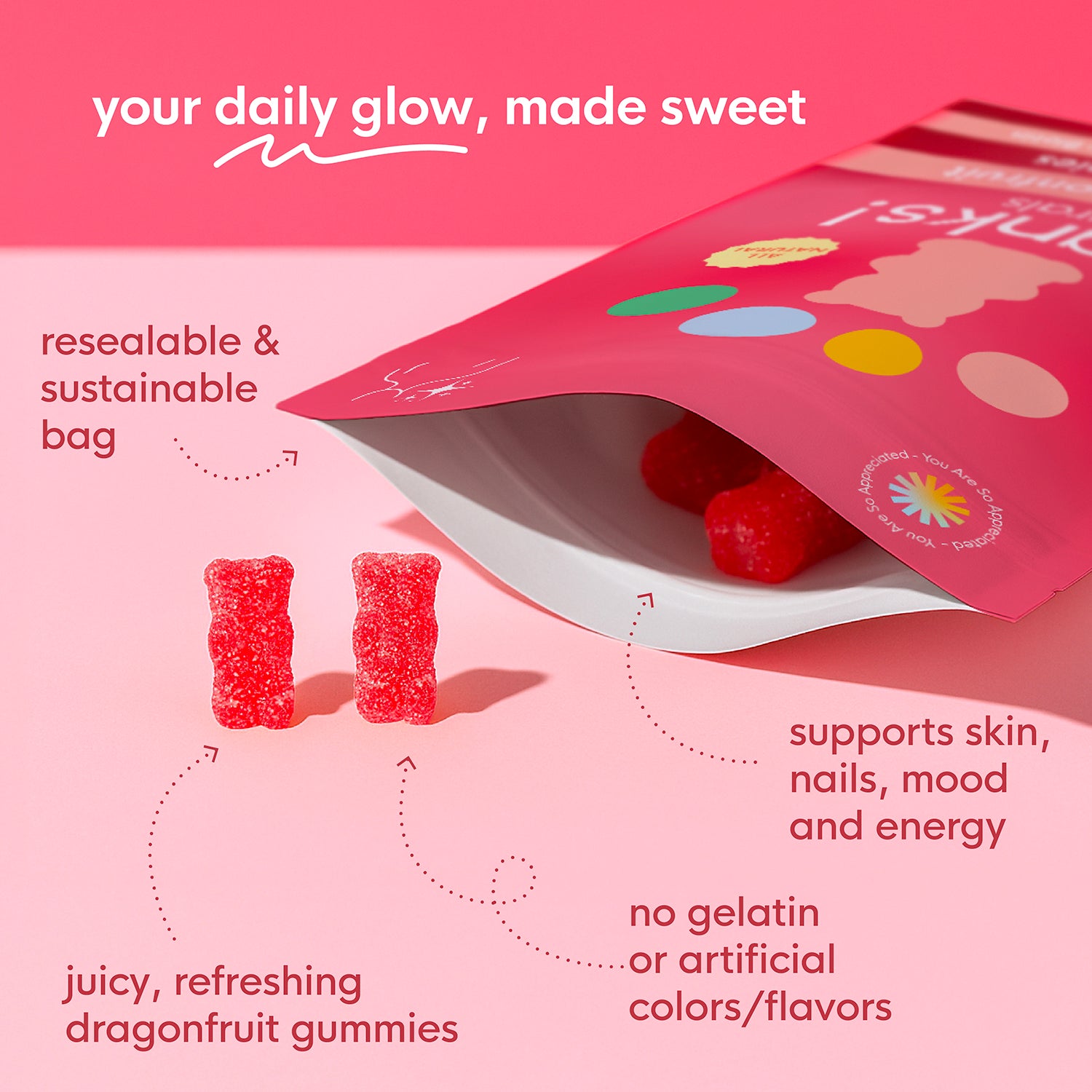 dewy dragonfruit glow gummies