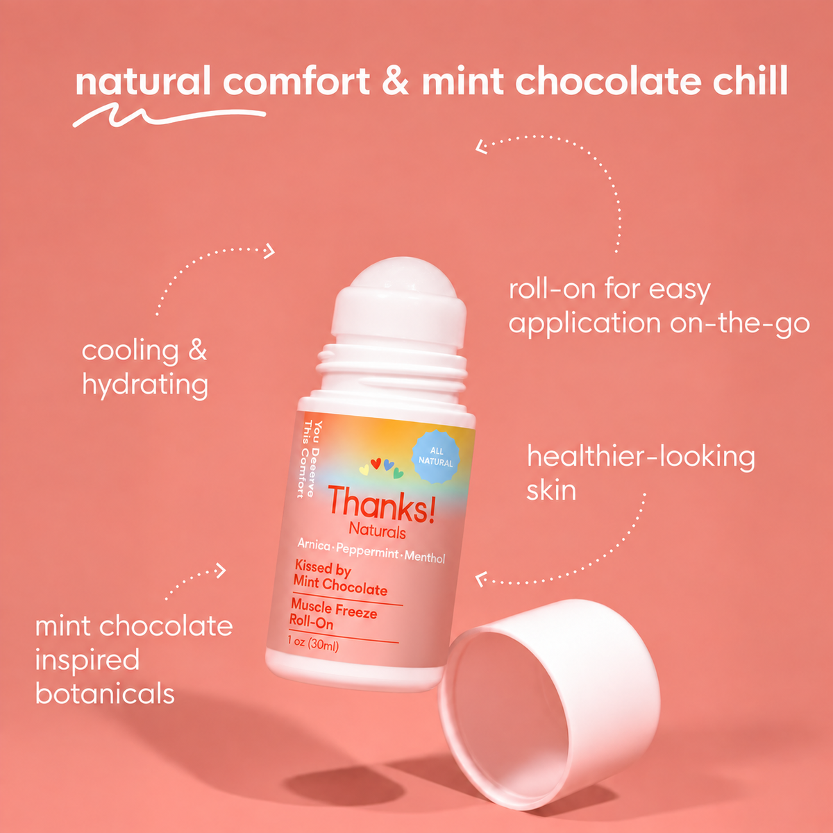 kissed by mint chocolate mini muscle freeze roll-on