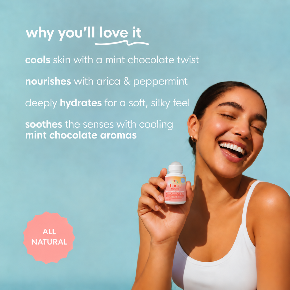kissed by mint chocolate mini muscle freeze roll-on