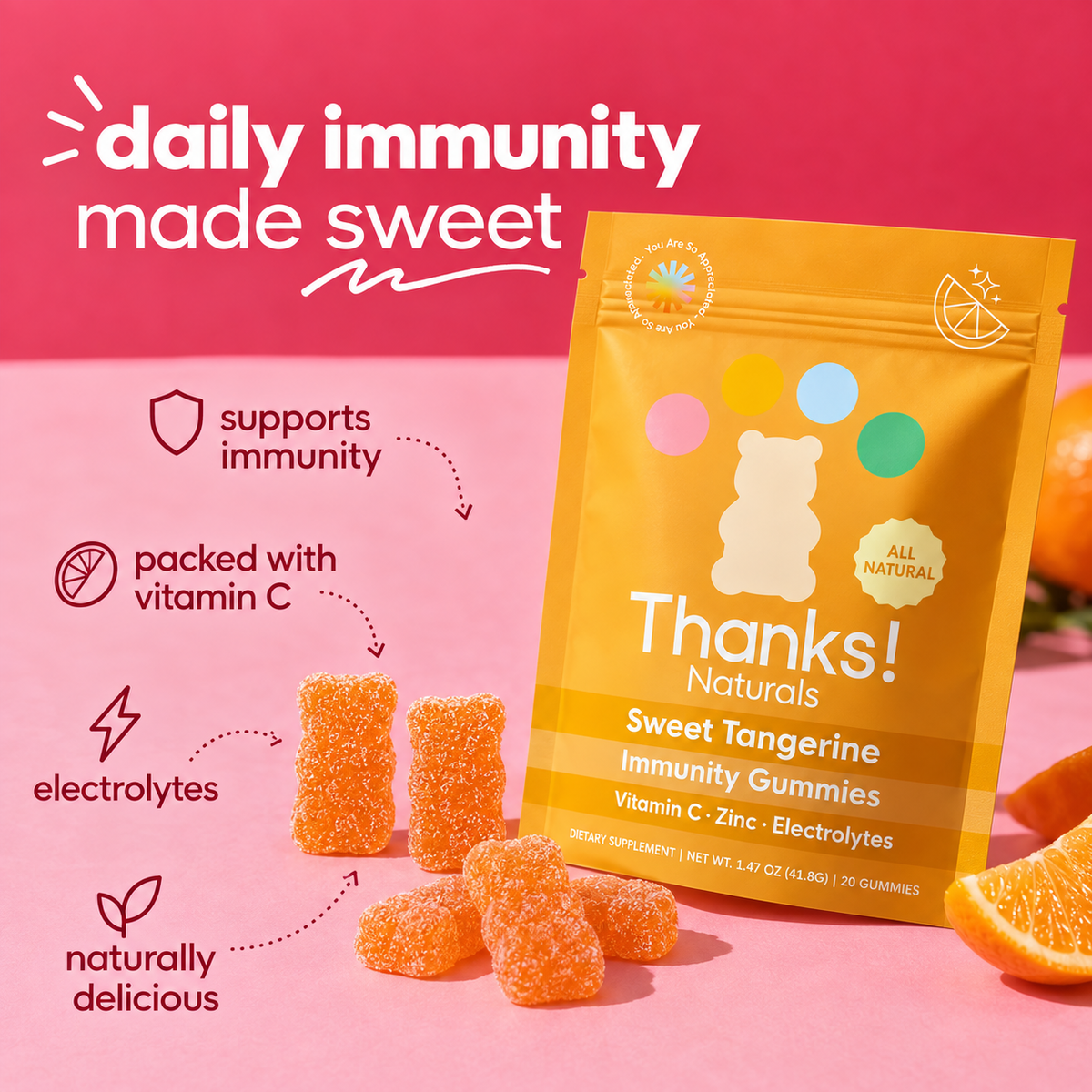 sweet tangerine immunity gummies